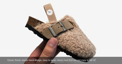 Children's Fleece Elastic Clogs Baby Boys Girls Plush Slipper Toddler Prewalker Footwear Winter Warm Soft Sole Shoes