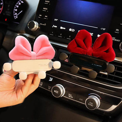 Cute Cartoon Red Bow Universal Gravity Car Phone Holder GPS Stand Bracket Creative Auto Air Vent Clip Mount Mobile Phone Holder