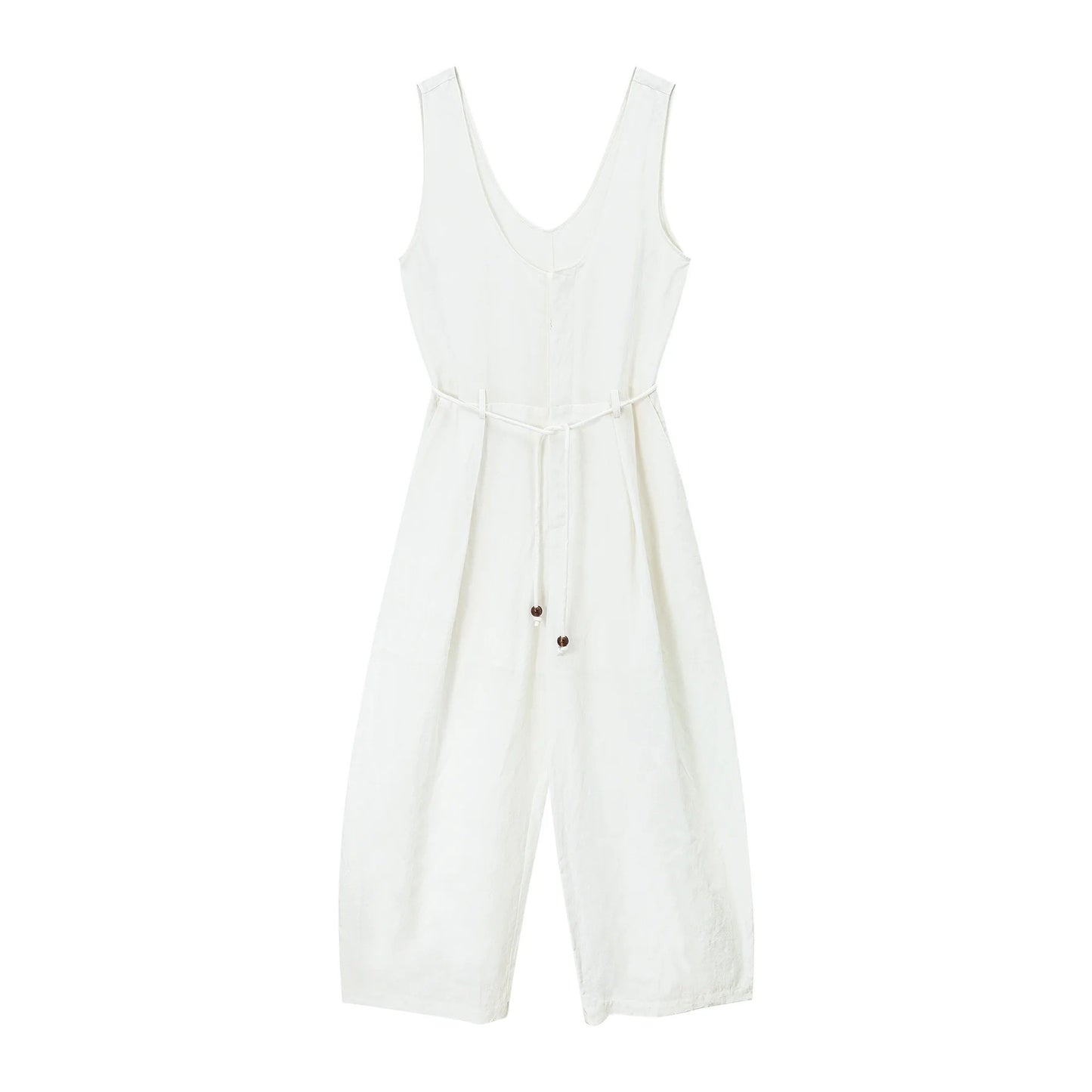 Colne U-Neck Linen Blend Vest And Knife Pleat One-Piece Pants Women's Fashion Design Sensation Tianli Material Long Pants