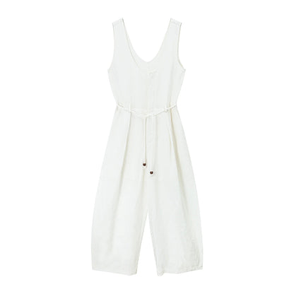 Colne U-Neck Linen Blend Vest And Knife Pleat One-Piece Pants Women's Fashion Design Sensation Tianli Material Long Pants
