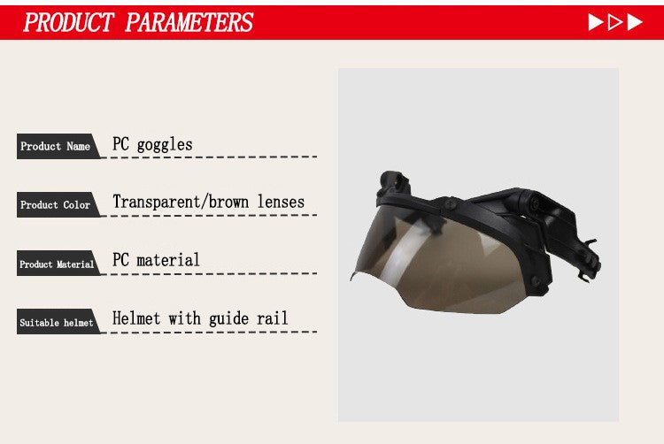 Óculos Táticos para Capacete FAST Guide Destacáveis 90 graus Capacete FAST AF Guia Antiembaçante e Antitumulto Óculos de Proteção OP CS