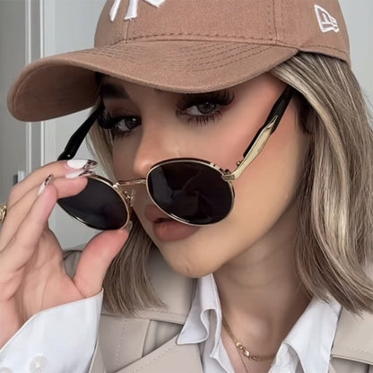 New European And American Circular Sunglasses For Women's Street Photography Metal Sunglasses Trendy Sun Glasses