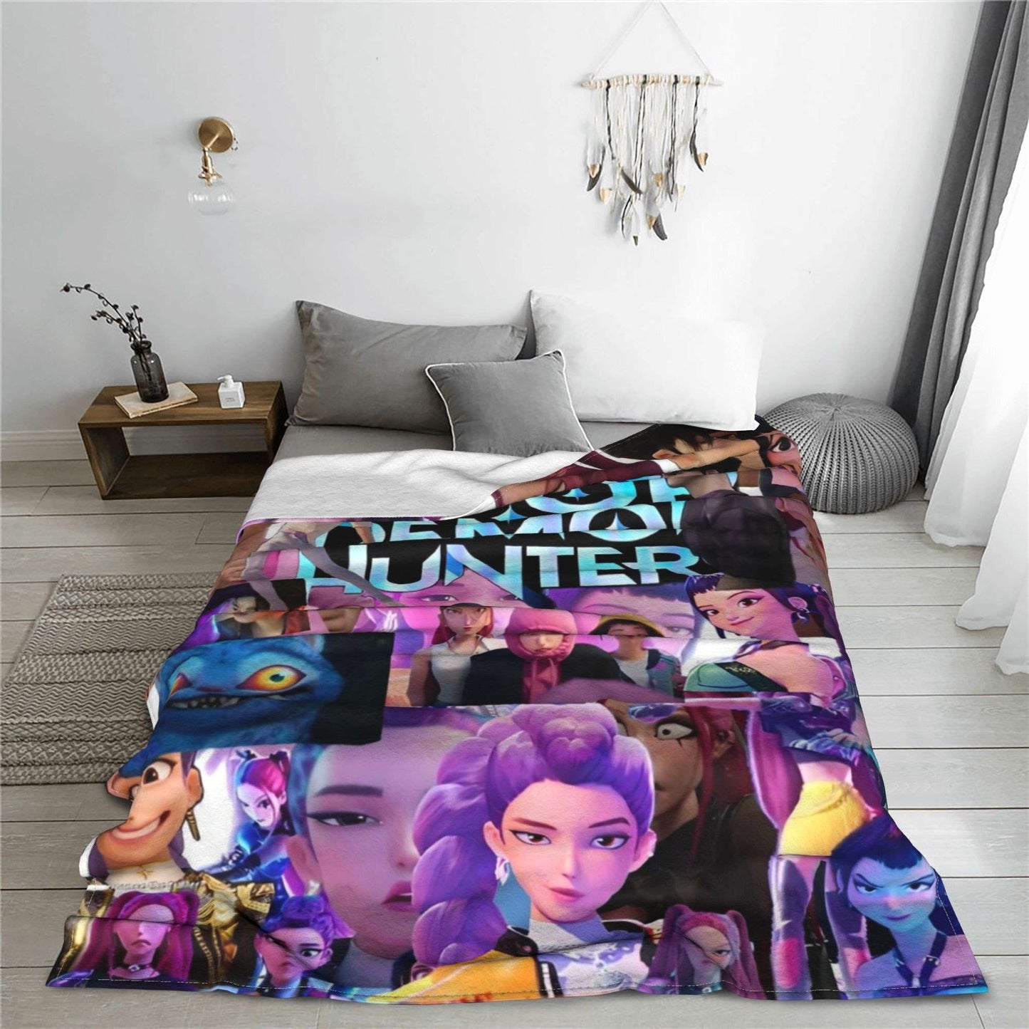 Huntrix Zoey Rumi Mira Blanket Cover Flannel KPop Demon Hunters Lightweight Throw Blankets for Outdoor Travel Bed Rug