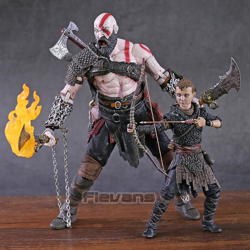 NECA God of War 2018 Kratos & Atreus Ultimate PVC Action Figure Modelo Colecionável Brinquedo 2-pack