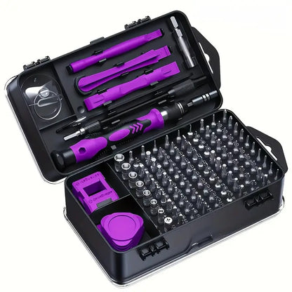 Chave de Precisão Roxa 115 Combinada com 1 Conjunto de Ferramentas Multifuncionais para Reparo Doméstico para Celulares, Relógios, Computadores e Outros Itens