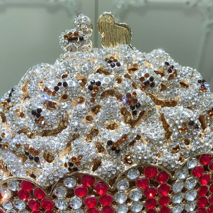 XIYUAN Popcorn Crystal Clutch Bags MINI Metal Box Minaudiere Purses Wedding Party Dinner Handbags Rhinestone Clutches Bags Gift