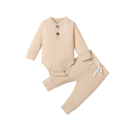 Ma&Baby 0-24M Newborn Infant Knit Baby Boy Girl Clothes Set Long Sleeve Button Romper Pants Outfits Autumn Spring Baby Clothing