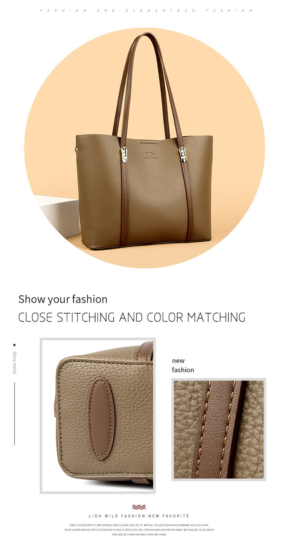 New autumn Single Shoulder Large Capacity Messenger Droadband Female Solid Color Handbag Luxury Ladies Bucket PU Shoulder Bag