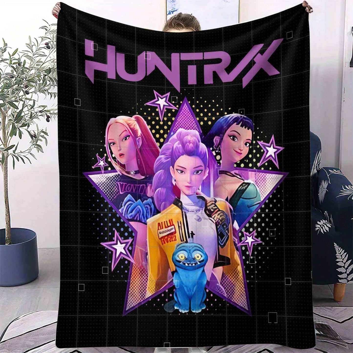 1 cobertor de flanela k-pop Demon Hunters Huntrix Cobertor macio e quente de qualidade Cobertor de inverno infantil para sofá cama Macio e fofo