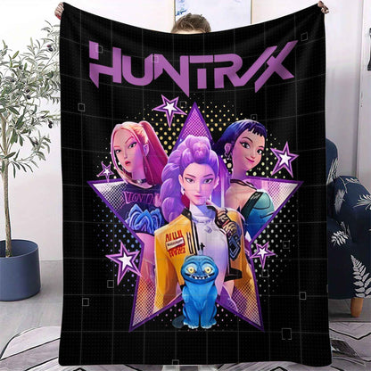 1 cobertor de flanela k-pop Demon Hunters Huntrix Cobertor macio e quente de qualidade Cobertor de inverno infantil para sofá cama Macio e fofo