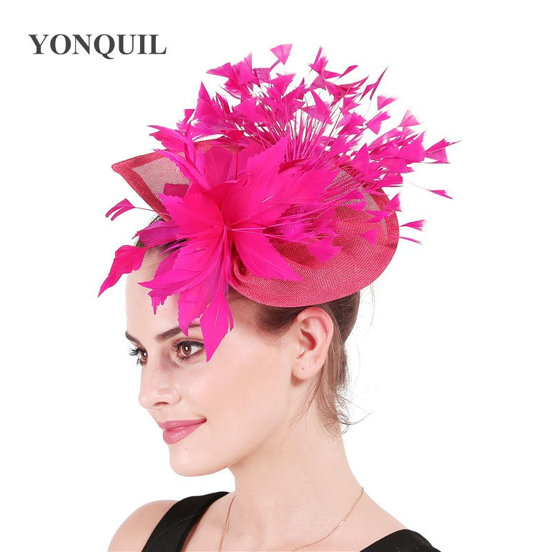 Fascinator de Cabelo com Clipe para Casamento - Pena Laranja Charmosa, Chapéu, Flor, Véu, Acessório de Cabelo de Noiva para Festas SYF678