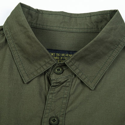 Summer military cargo shirt men's cotton wear-resistant loose short sleeved outdoor army tactical shirt multi pocket solid color