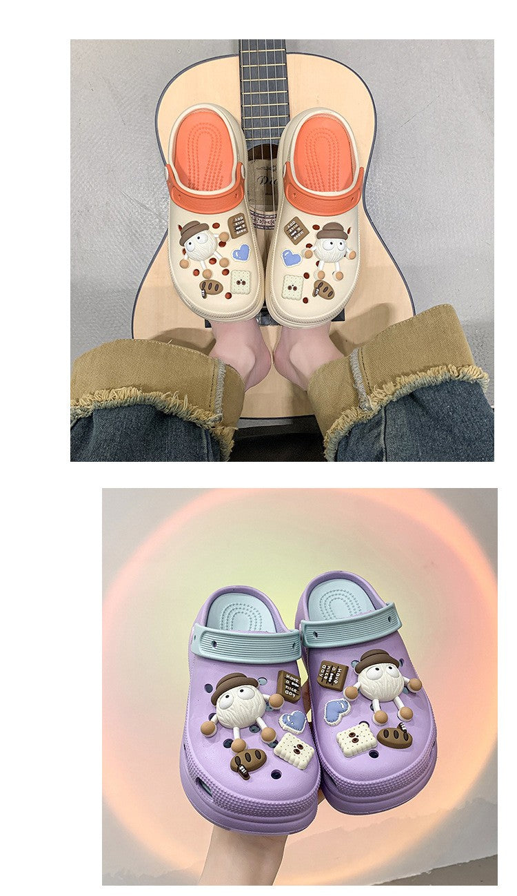 Fashion Diy Clogs Sandals Women 2024 Summer Chunky Platform Slippers Woman Thick Bottom Closed Toe Beach Slippers Mujer