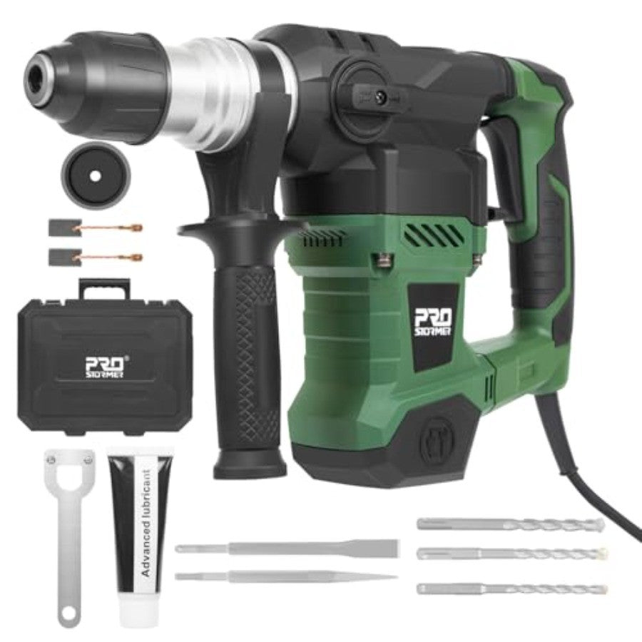 Furadeira de Impacto Rotativa SDS-Plus 1-1/4" com Motor Potente de 13 Amperes e 4 Funções para Aplicações em Concreto, Aço e Madeira