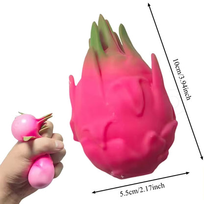 1/2/3Pcs Dragon Fruit Squish Ball Squeeze Stress Reliever Fidget Sensory Toy Simulation Fruit Food,Squeeze Balls For Party Gifts