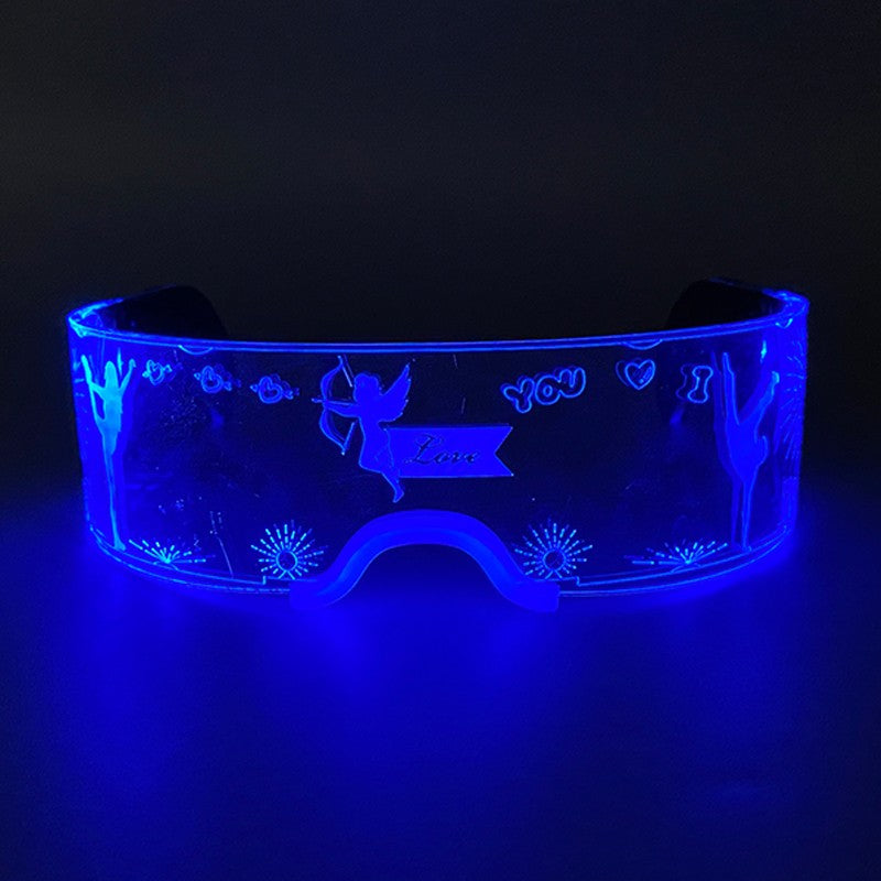 Led Luminous Glasses Bar Masquerade Concert Rave Goggles Rainbow Space Robot Futuristic Led DJ LIGHT Glasses Star Y2k Glasses