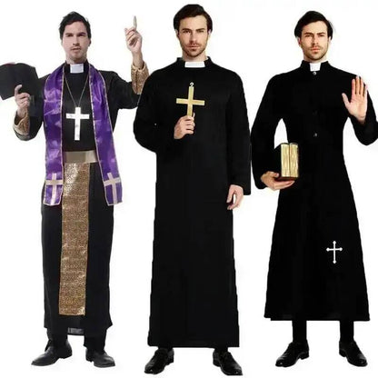 Adults Easter Purim Halloween Costume for Men Father Priest Bishop Costumes Christian Pastor Clergyman Cosplay Costumes Party