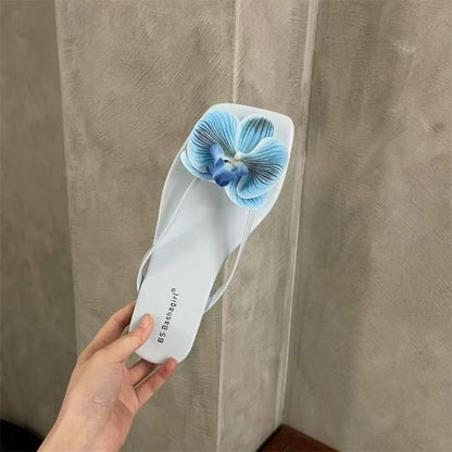 Daily Sweet Butterfly Orchid Slipper Summer Vacation Flower Flip Flops Elegant Out Wear Women's Sandals Ladies/Girls