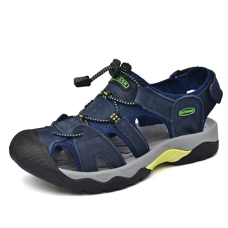 Summer Men's Sandals Classic Genuine Leather Sandals Fashion Outdoor Hiking Shoes Light  Breathable Non-slip Sneakers 38-48