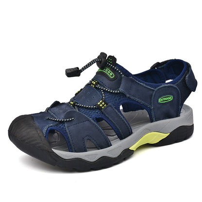 Summer Men's Sandals Classic Genuine Leather Sandals Fashion Outdoor Hiking Shoes Light  Breathable Non-slip Sneakers 38-48