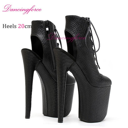 Unisex Sexy 20cm Peep Toe Extreme High Heels Platforms Stripper Sandals Boots Roman Gladiator Pole Dance Shoes Woman EU36-41