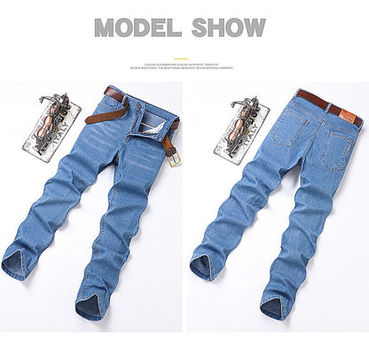 Men's Denim Jeans Thin Summer Straight Business Soft Fashion New High Quality Pants New Arrivals Dropship OL Work Trousers