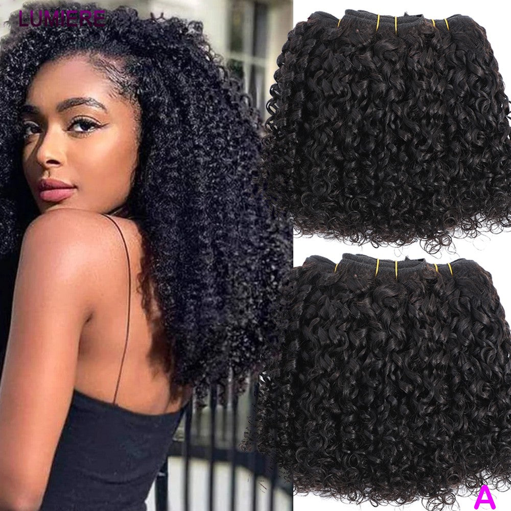Cabelo Virgem Cru Barato de 30 Polegadas Birmanês Pixie Cacheado Ondulado (Bundle Deal) Cabelo Humano 100% Cru Cacheado Profundo 3/4 Pacotes de Extensão de Cabelo