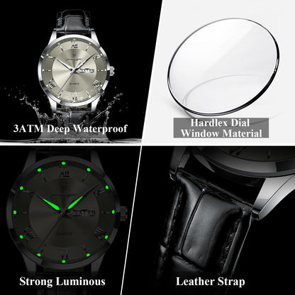 POEDAGAR Top Luxury Watch For Men Military Waterproof Luminous Date Week Man Wristwatch Leather Men's Quartz Watches Sport Reloj