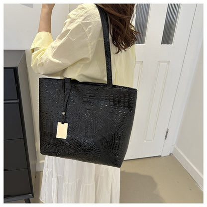 Fashion Casual Women Shoulder Bags Silver Gold Black Crocodile Handbag PU Leather Female Big Tote Bag Ladies Hand Bags Sac
