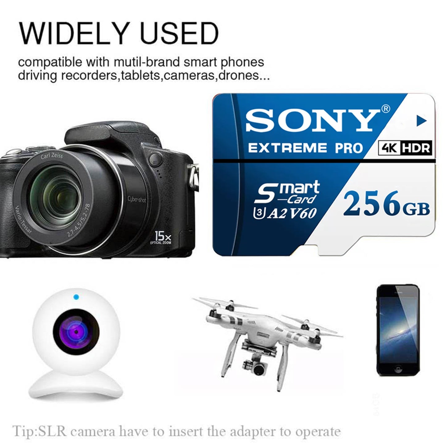 Cartão de Memória Sony SD de Alta Velocidade Micro SD Card 1024GB 512GB 256GB 128GB 64GB A2 V60 U3 Cartão de Memória TF para Celular Câmera PC