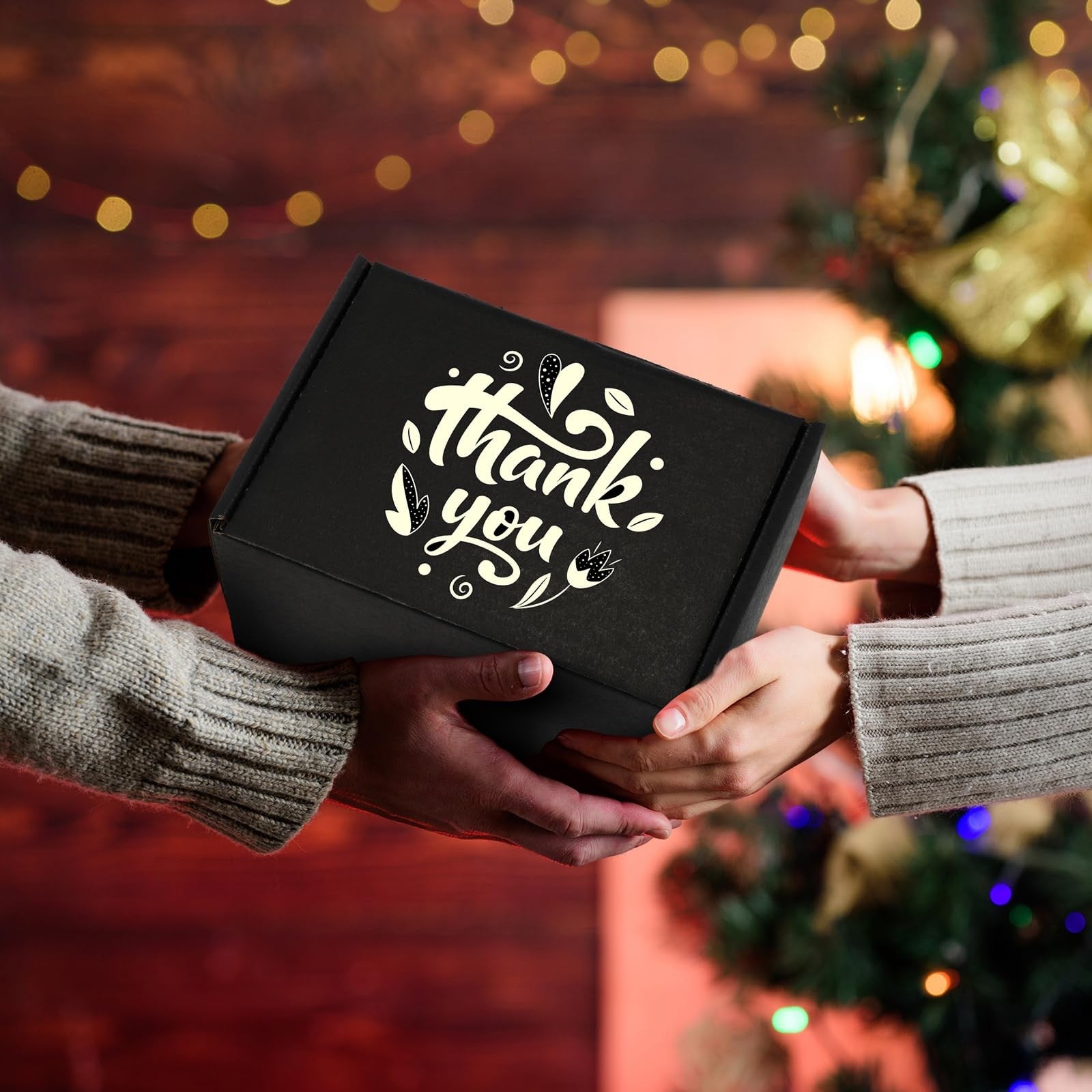 50pcs Christmas Black Shipping Boxes Bulk 6x4x2 Inch Small Corrugated Cardboard Mailer Boxes for Small Business Gifts Jewelry