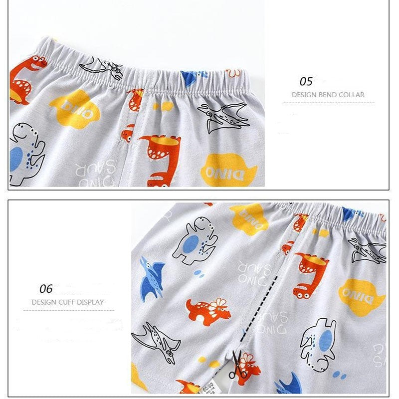 Cotton Pajama Cartoon T-Shirt+Shorts 2-Piece Clothing Set Kids Summer Baby Boys Girls Stripe Casual Tracksuit Clothes Suit 0-6 Y