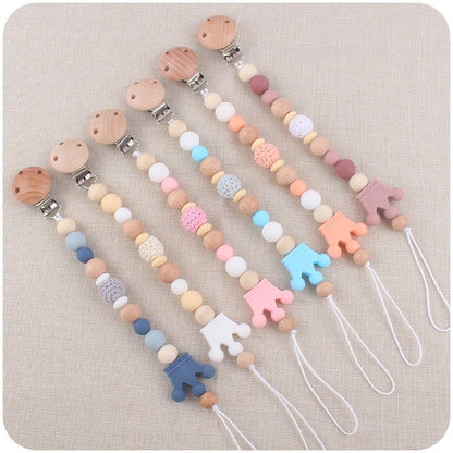 Baby Soother Nipple Clip Infant Dummy Holder Strap Pacifier Chain Silicone Beads for Baby Chew Toy Teether Teething BPA Free