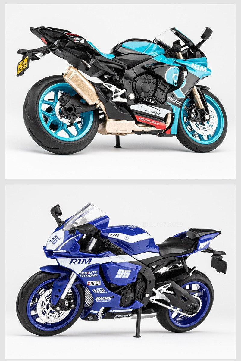 1:12 R1M R1 Modelo de Moto Brinquedos Liga Fundida Motocicletas em Miniatura Som Luz Amortecimento Simulação Motocicletas Presentes