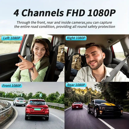 Câmera Veicular Filmadora 4 Canais Caixa Preta FHD 1080P Dianteira Esquerda Direita Traseira Visão Noturna Gravação em Loop adicionar Kit Hardwire