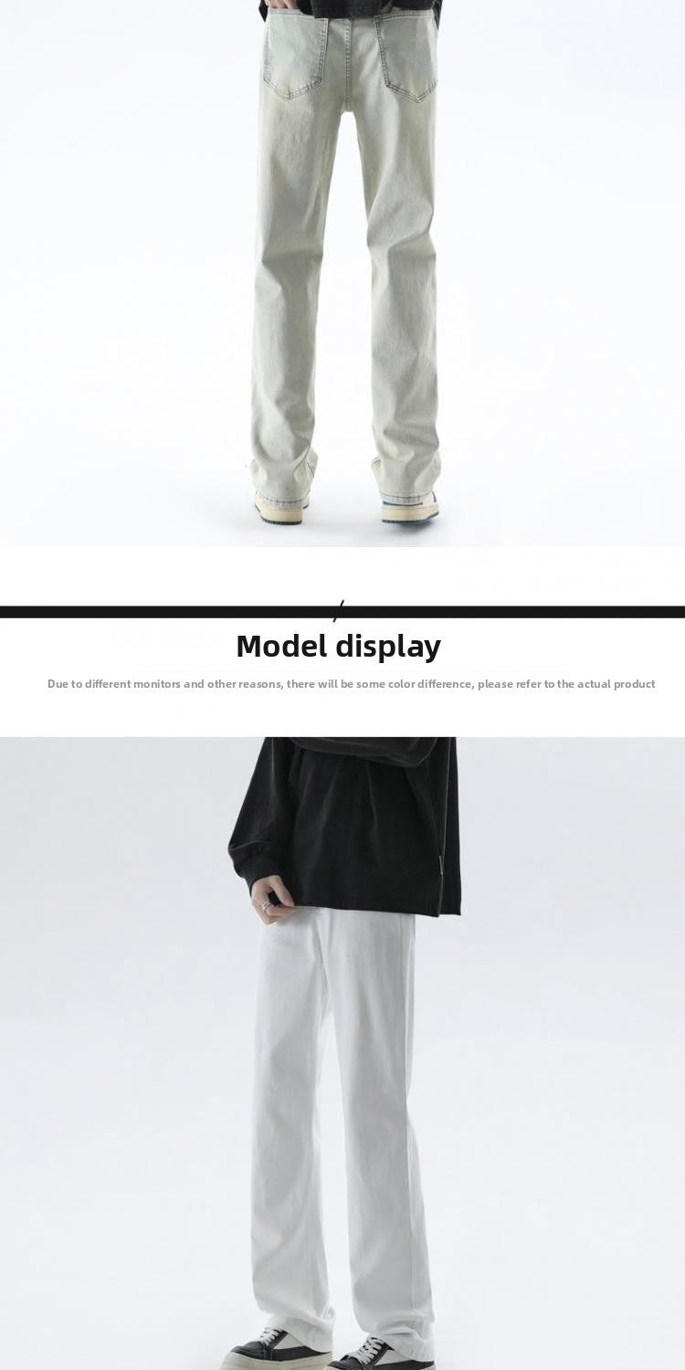 Cleanfit Extended Length Men's Jeans High Waist Slim Straight Leg Micro Flared Pants Bla Knife  Faionable Tall Size