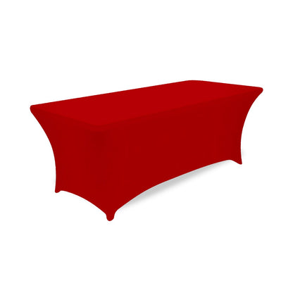 Hot Selling 6ft Trade Show Polyester Tablecloths Waterproof Fitted Stretch Spandex Table Cover Custom Printed Logo for Banquets