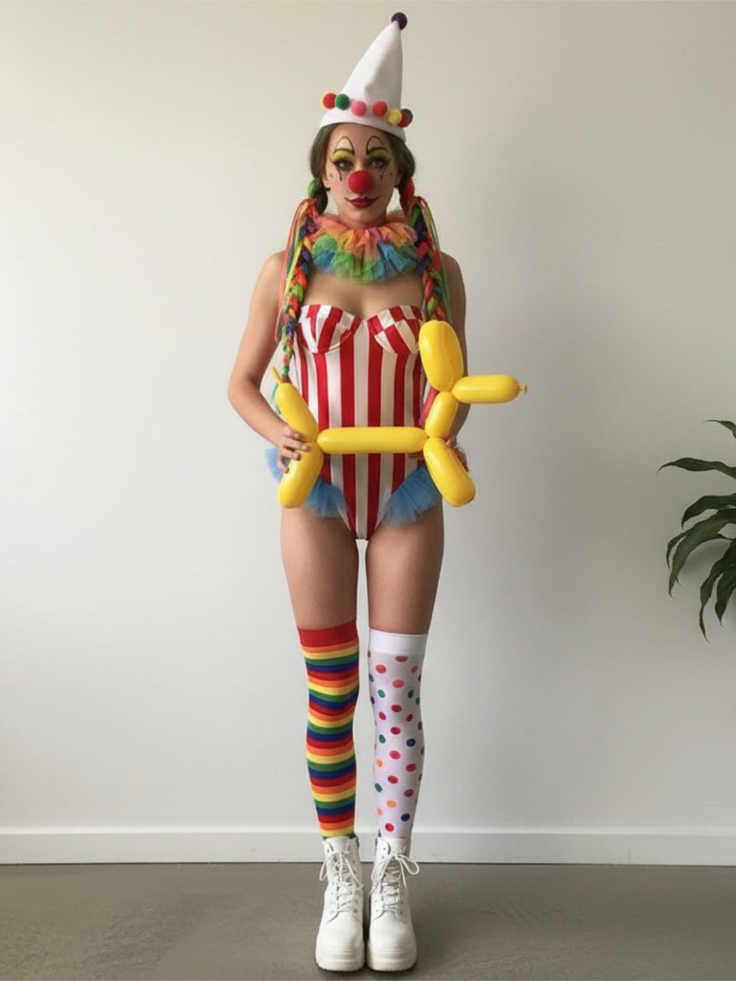 Women's Carnival Bodysuit Sleeveless Stripes Print Leotard Tops Playsuits Halloween Cosplay Costume