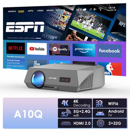 Projetor de home theater 4K 3500 ANSI foco automático Full HD Wi-Fi duplo 2.4+5G Android TV HDR projetor de vídeo filmes projetor diurno