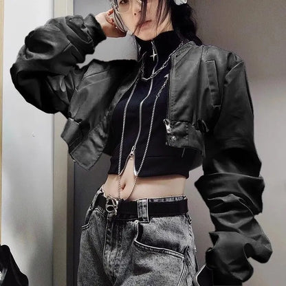 Harajuku Retro Coat Costume Spring Autumn Punk Gothic Jacket Sexy Rock Vest Suit Top Uniform Carnival Clothes Outfit Props