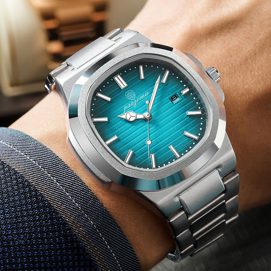 PAAZOMU Luxury Watch Business 50 ATM Waterproof Male Clock Luminous Date Stainless Steel Square Quartz Men Watches reloj hombre