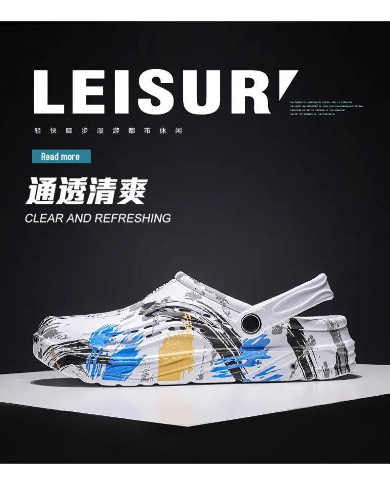 Men's Summer Camouflage Graffiti Sandals Garden Clogs Shoes Men Outdoor Beach Anti-skid Slippers Indoor Home Shoe big size 45-49
