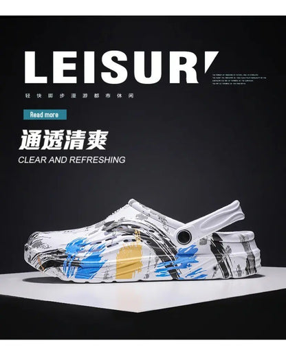 Men's Summer Camouflage Graffiti Sandals Garden Clogs Shoes Men Outdoor Beach Anti-skid Slippers Indoor Home Shoe big size 45-49