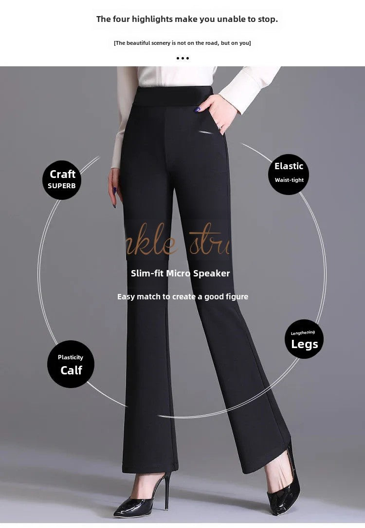 Spring Autumn New Bootcut Pants Women's Slimming Versatile Korean Style Loose-fit Fashionable Trousers Drop Leg Bell Pants Women