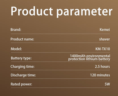 Kemei KM-TX10 Electric Shaver Beard Trimmer Man Rechargeable Dry Wet Shaver Machine Reciprocating Safety Razor Blade Replacement