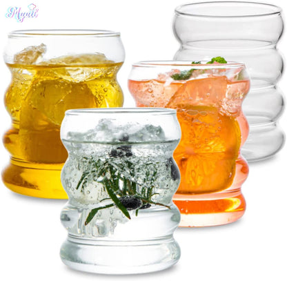1-4PCS Creative Glass Cup Heat-resistant Tumbler Drinkware Tea Juice Milk Coffee Mug Home Water Glasses Ripple Mug 350ml