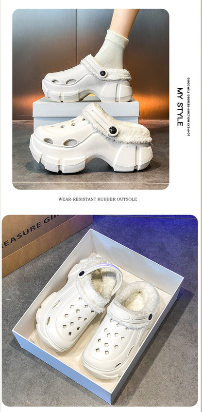 Women's Winter Platform Sandals Slippers Shoes Outdoor Thick Sole Shoes Lightweight Breathable Women Fur Flats slippers