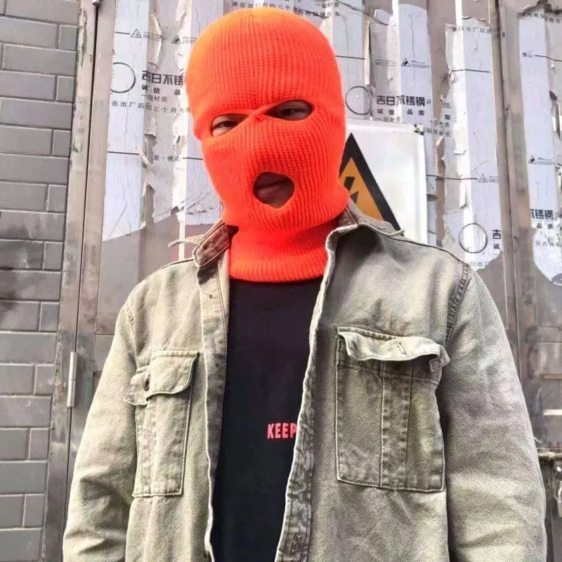 New Full Face Cover Ski Mask Hat 3 Holes Balaclava Army Tactical CS Windproof Knit Beanies Bonnet Winter Warm Unisex Caps
