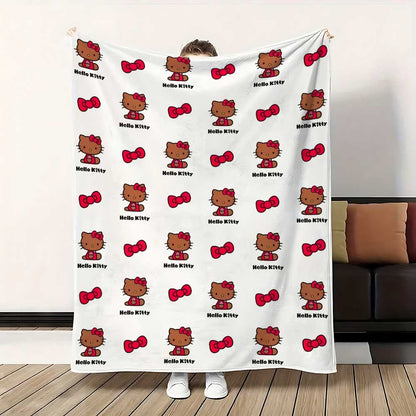 Manta Kawaii Hellos Cat para Joelhos, para Sala de Estar, Decorativa para Cama, Decoração de Quarto, Colcha para Casa, Manta para Sofá, Inverno