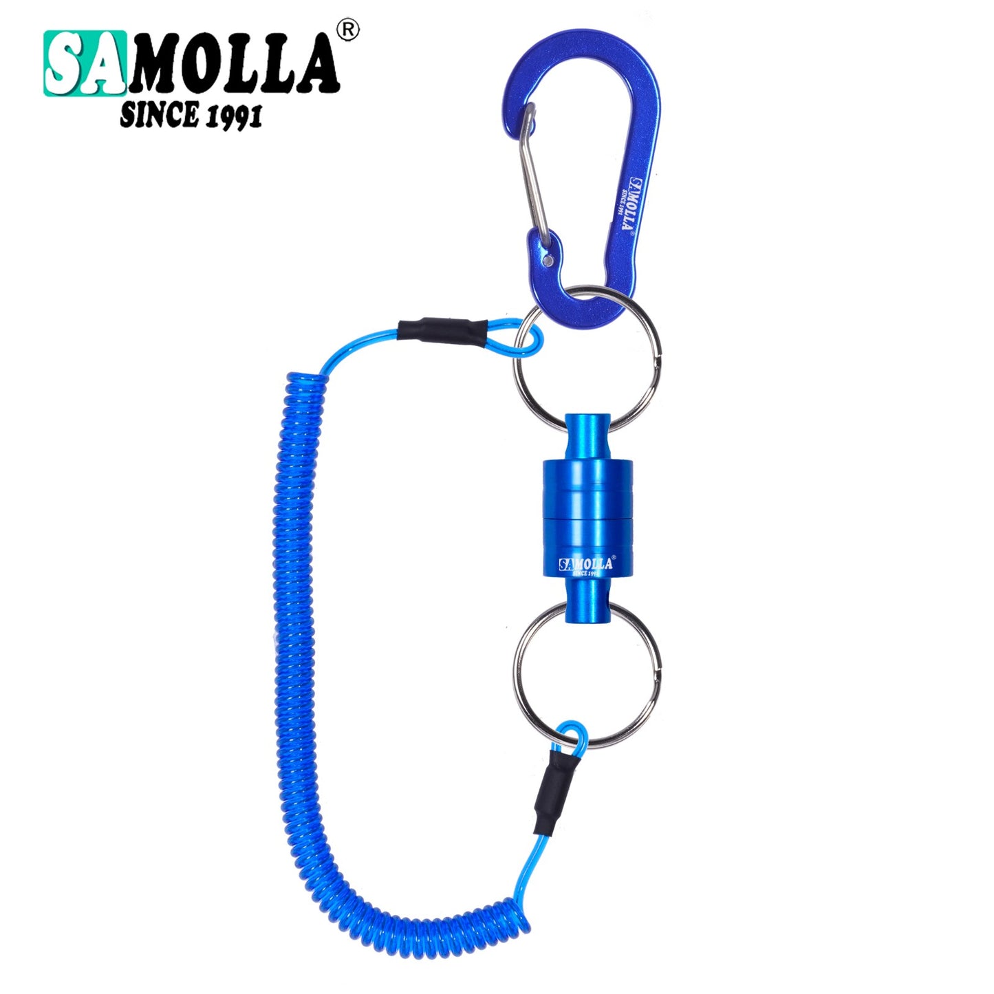 Suporte Magnético para Rede com Cordão Espiralado Ferramentas de Pesca com Mosca Ímã Forte Mosquetão Fivela Rápida Acessórios de Corda Anti-Queda